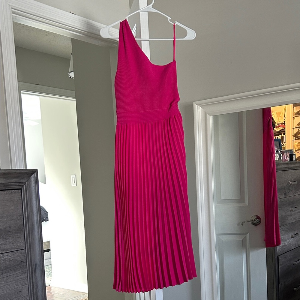 Ted Baker One Shoulder Fuchsia Dress
